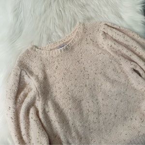 Pink balloon sleeve sweater with gold thread [size S]